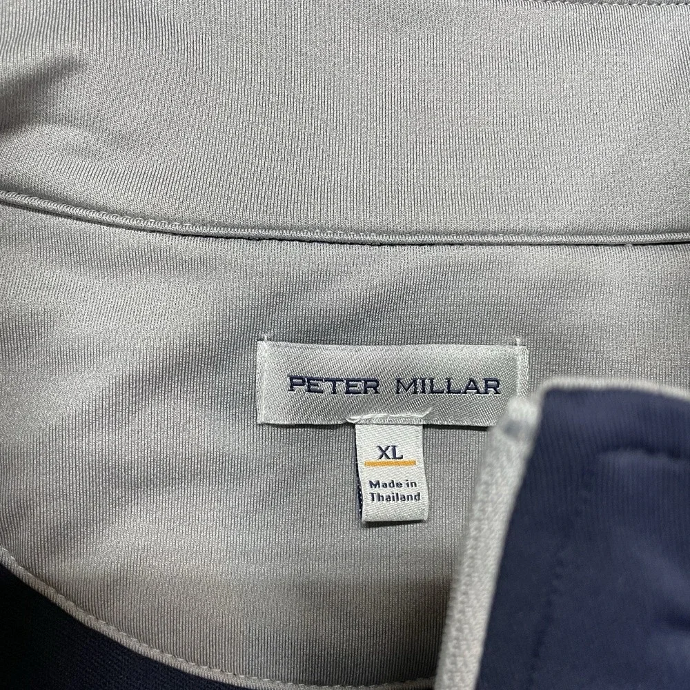 Peter Millar Perth Performance 1/4 Zip Pullover Men Sz XL Navy Blue Company Logo